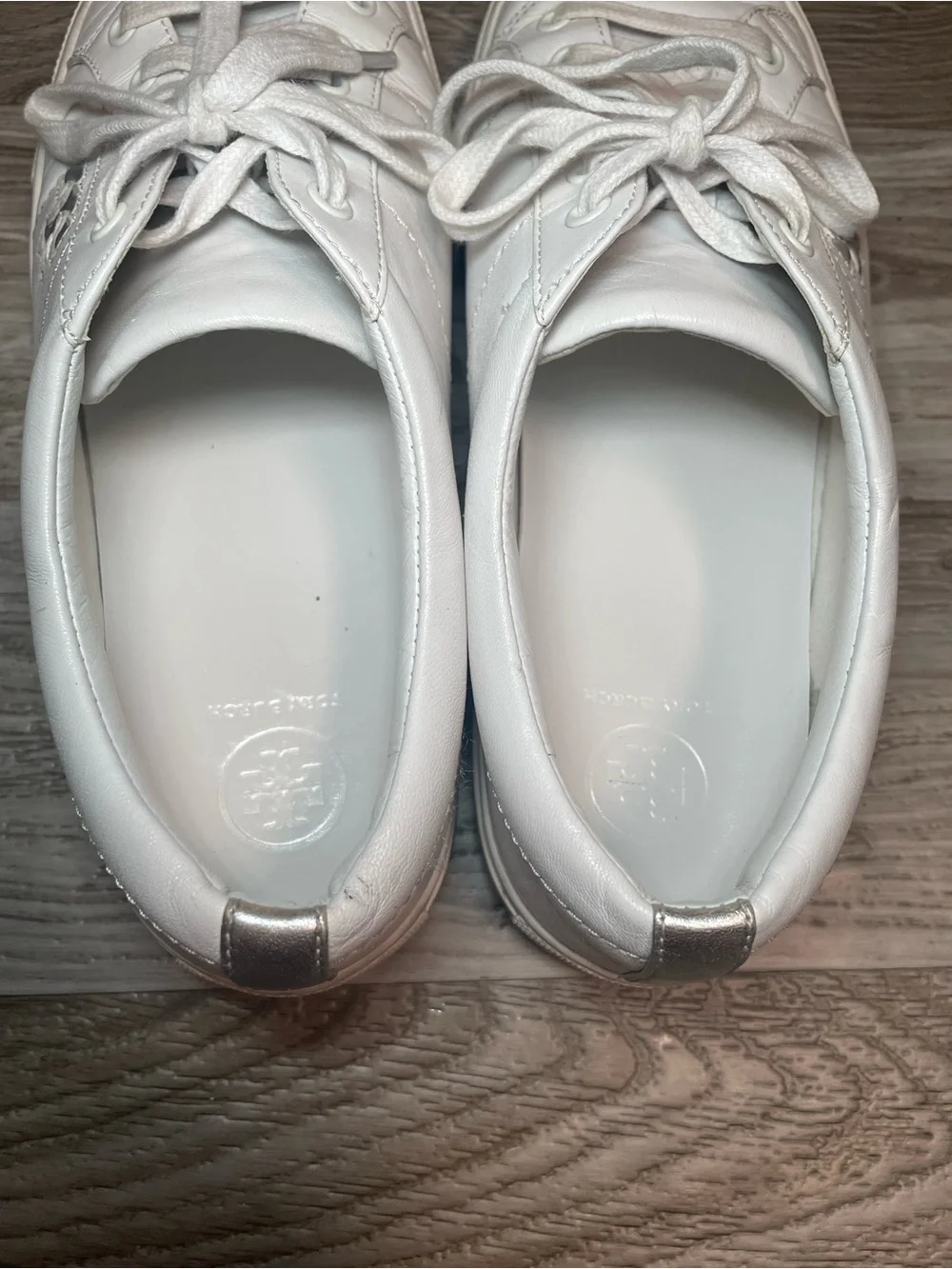 Tory Burch Amalia Shoes Women's Sz 9‎ White Leather Low Top Logo Sneakers 6098